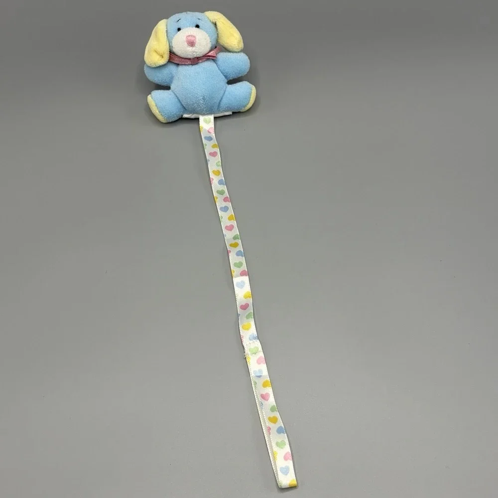 Vintage Baby Ganz Pacifier Pal Fastener Blue Yellow White Bear NEW